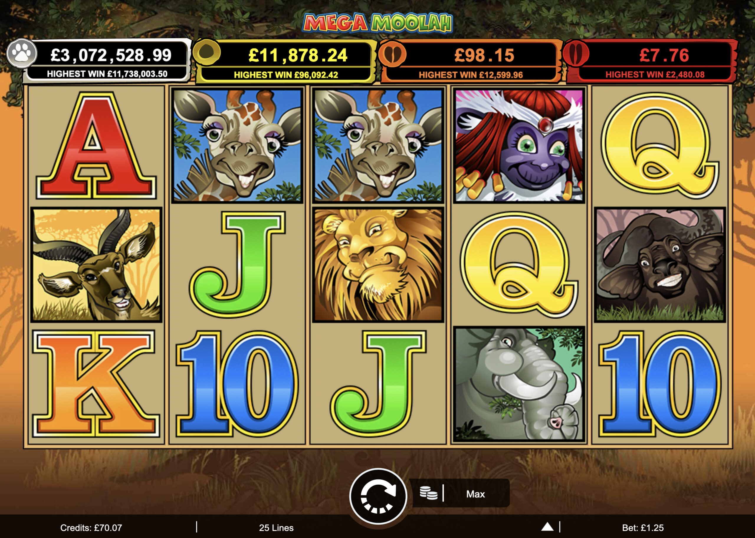 Mega Moolah Micgrogaming jackpot slot