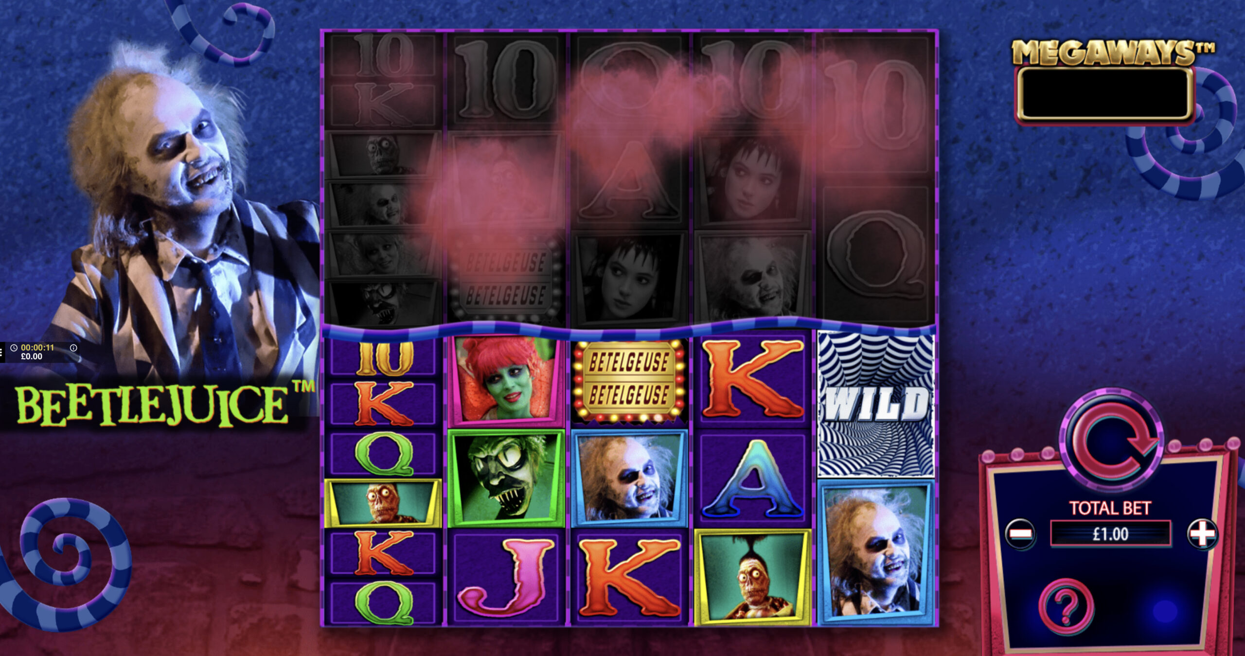 Beetlejuice Megaways Slot reels