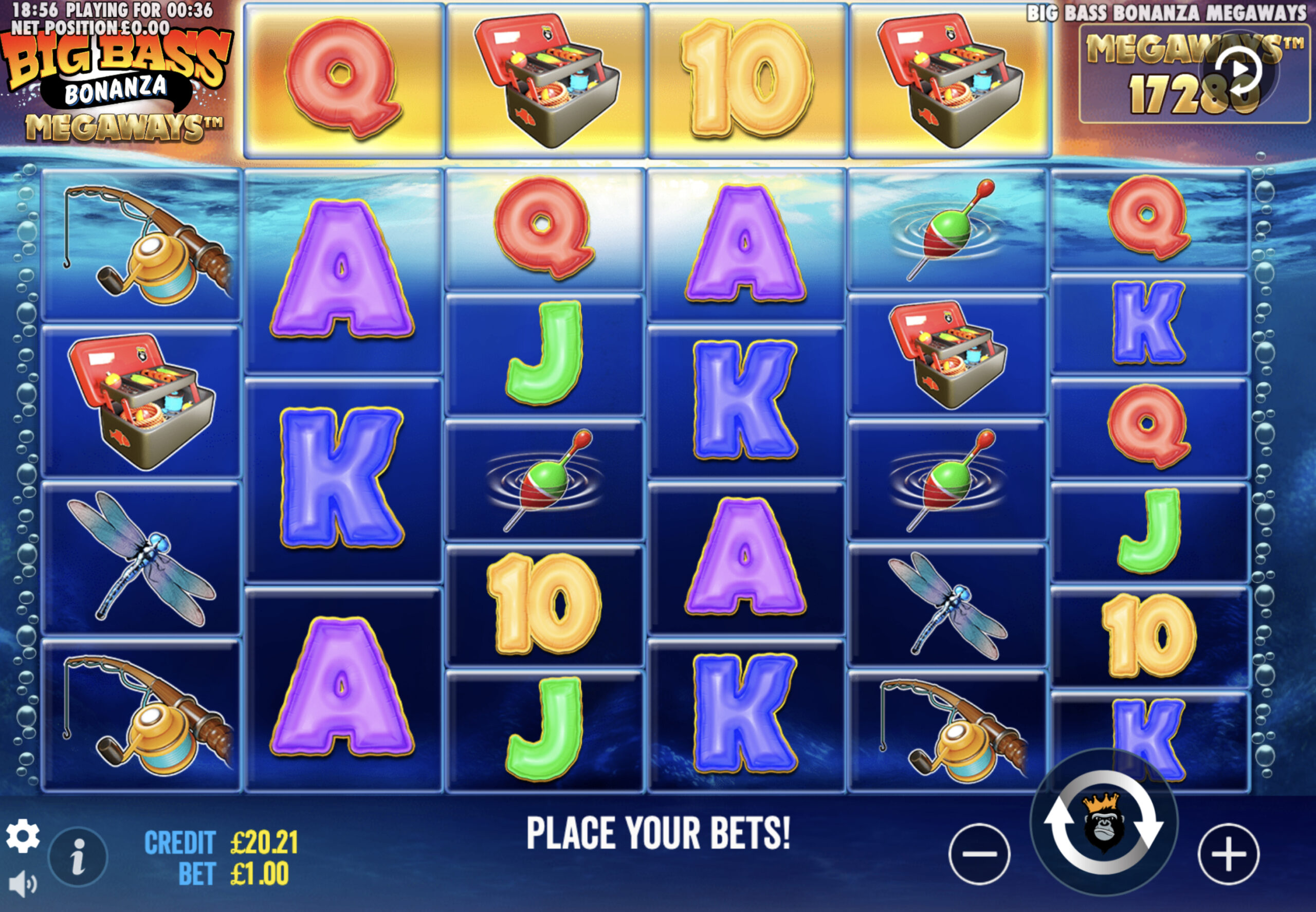 Big Bass Bonanza Megaways slot reels