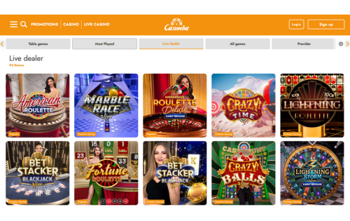 Casimba live dealer games
