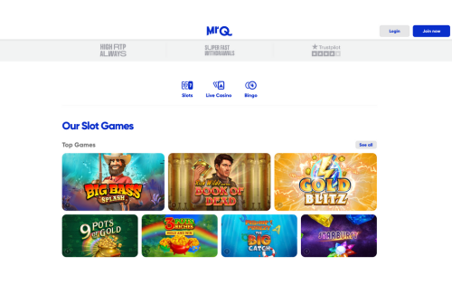 MrQ Casino design homepage