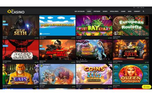 Pornhub Casino homepage games graphic