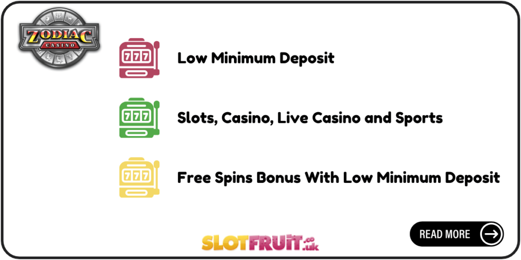 Zodiac Casino minimum deposit free spins offer