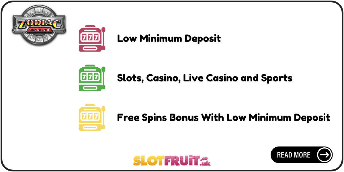 Zodiac Casino minimum deposit free spins offer